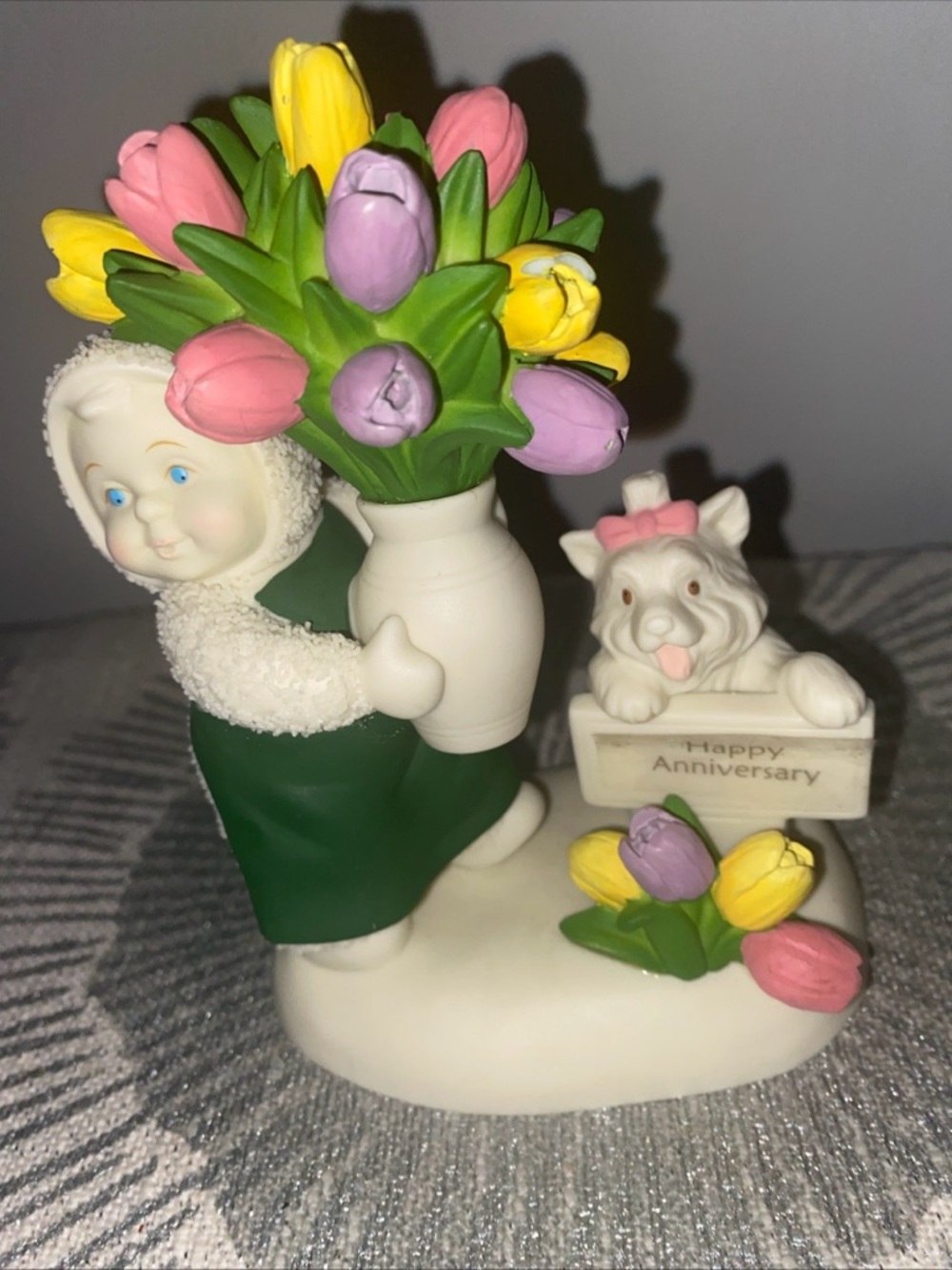 Department 56 Figurine with Pink, Yellow, Purple, Green, White Accents